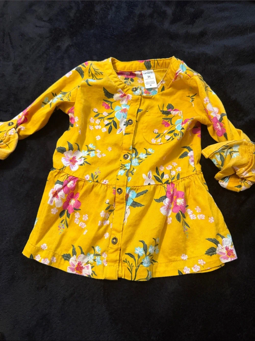 Carter's Mustard Yellow Floral Button-Front Tunic